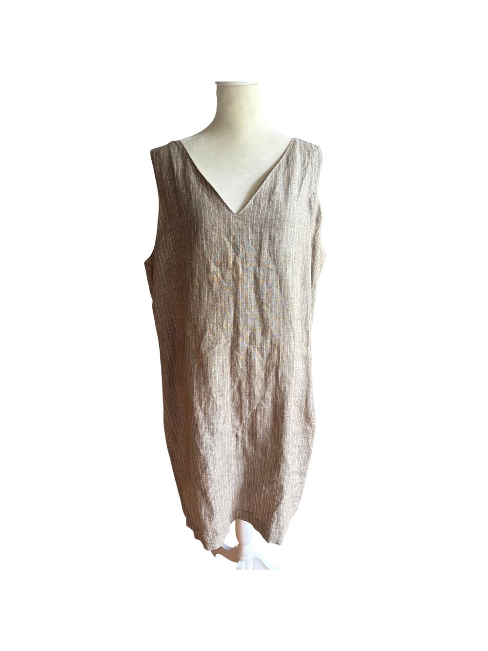 Women’s size 12 100% Linen Brown Sleeveless Dress